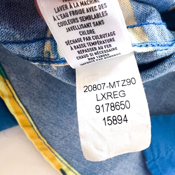 BONOBOS Banana Print Button Down Shirt Blue Buncha Bananas Riviera Short Sleeve - Picture 11 of 12